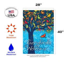 Green And Blue Everybirdie Welcome Outdoor House Flag 40" X 28" 7 Green And Blue Everybirdie Welcome Outdoor House Flag 40" X 28" -PatioVibe Shop dtol 1012047 3 02920.1684240103