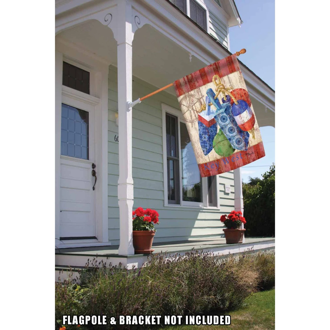 Red Rustic Floats And Wheel Key West Outdoor House Flag 40" X 28" 2 Red Rustic Floats And Wheel Key West Outdoor House Flag 40" X 28" - Image 2