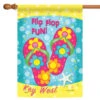 Pink And Blue Flip Flop Fun Key West Outdoor House Flag 40" X 28"