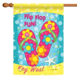 Pink And Blue Flip Flop Fun Key West Outdoor House Flag 40" X 28"