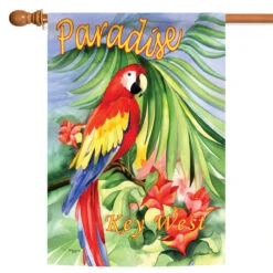Red And Yellow Macaw Paradise Key West Outdoor House Flag 40" X 28"