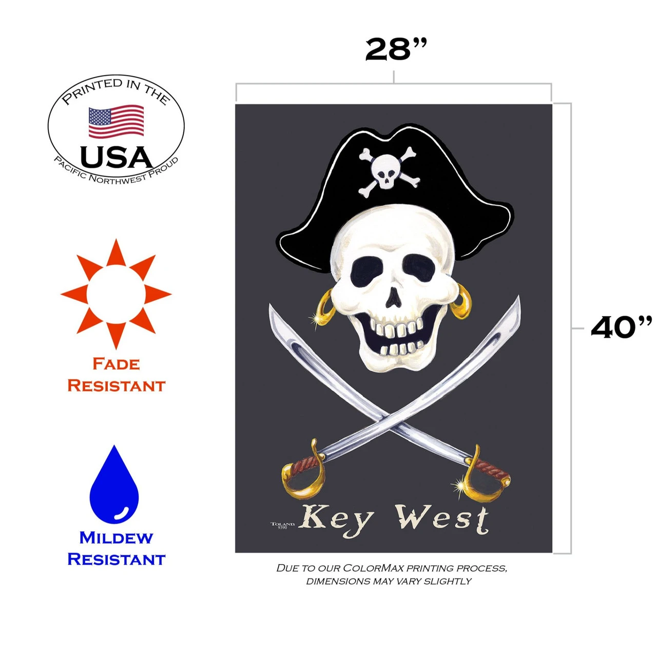 Black And White Swashbuckle Key West Outdoor House Flag 40" X 28" 3 Black And White Swashbuckle Key West Outdoor House Flag 40" X 28" - Image 3