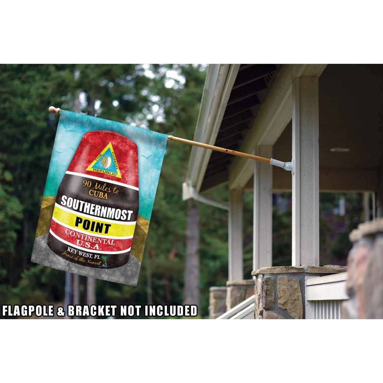 Red And Black Southernmost Point Buoy Outdoor House Flag 40" X 28" 2 Red And Black Southernmost Point Buoy Outdoor House Flag 40" X 28" - Image 2