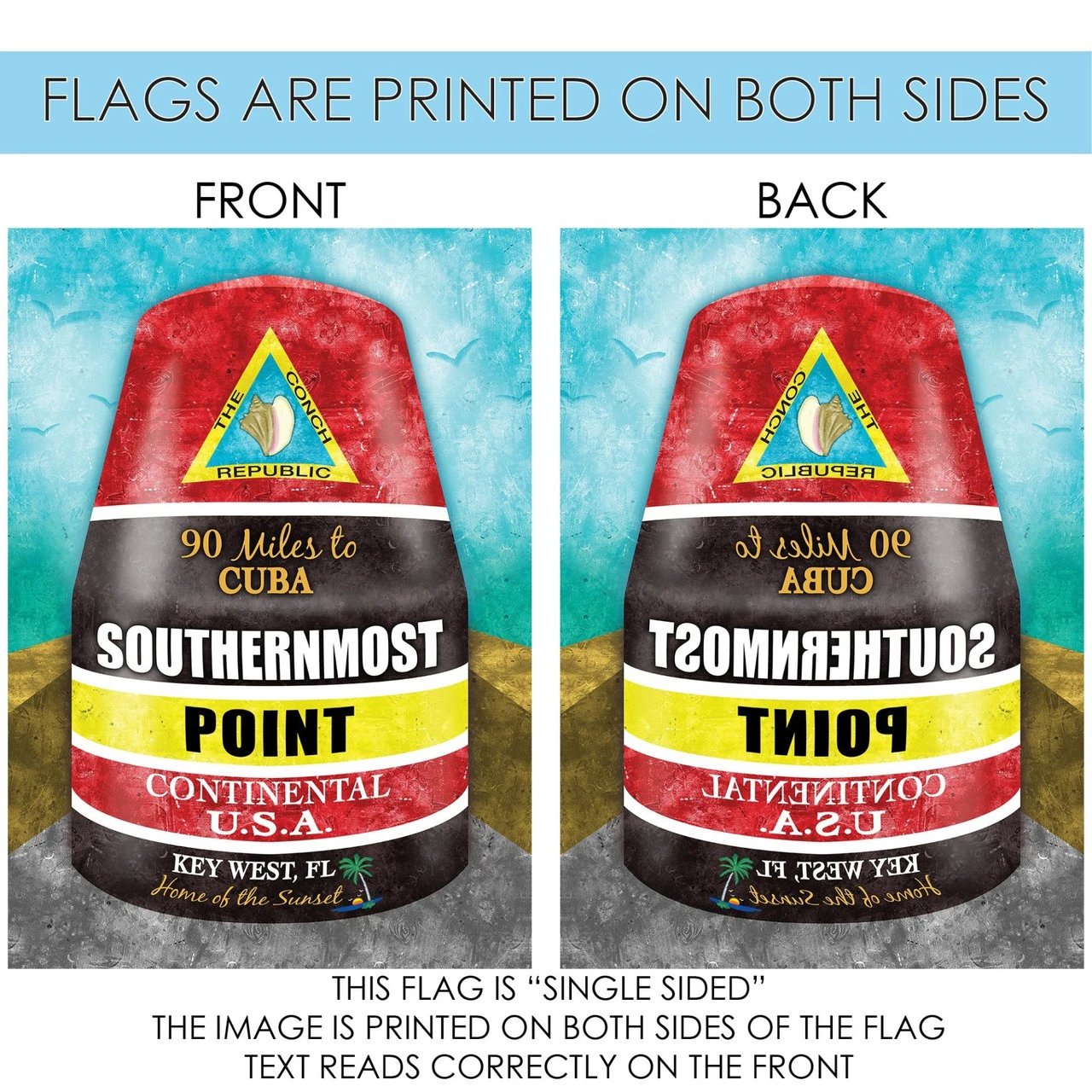 Red And Black Southernmost Point Buoy Outdoor House Flag 40" X 28" 4 Red And Black Southernmost Point Buoy Outdoor House Flag 40" X 28" - Image 4