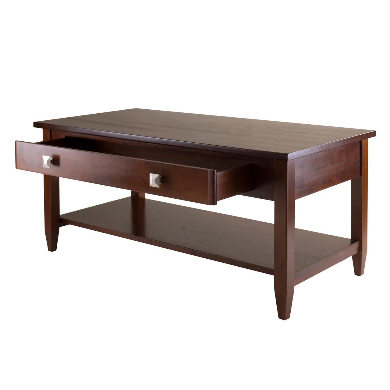 40" Walnut Brown Contemporary Coffee Table With Tapered Leg 2 40" Walnut Brown Contemporary Coffee Table With Tapered Leg - Image 2