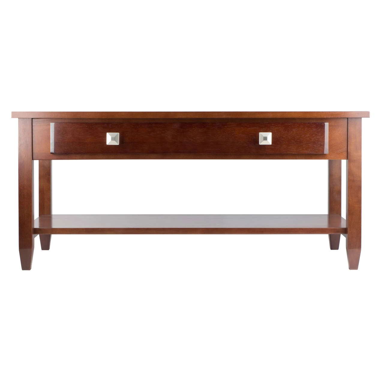 40" Walnut Brown Contemporary Coffee Table With Tapered Leg 5 40" Walnut Brown Contemporary Coffee Table With Tapered Leg - Image 5