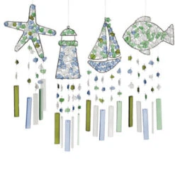Set Of 4 Sea Glass Silhouette Windchime 18"
