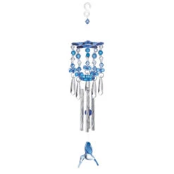 13" Blue And Silver Hummingbird Outdoor Wind Chimes