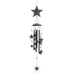 10.5" Bronze And Black Contemporary Stars Wind Chimes