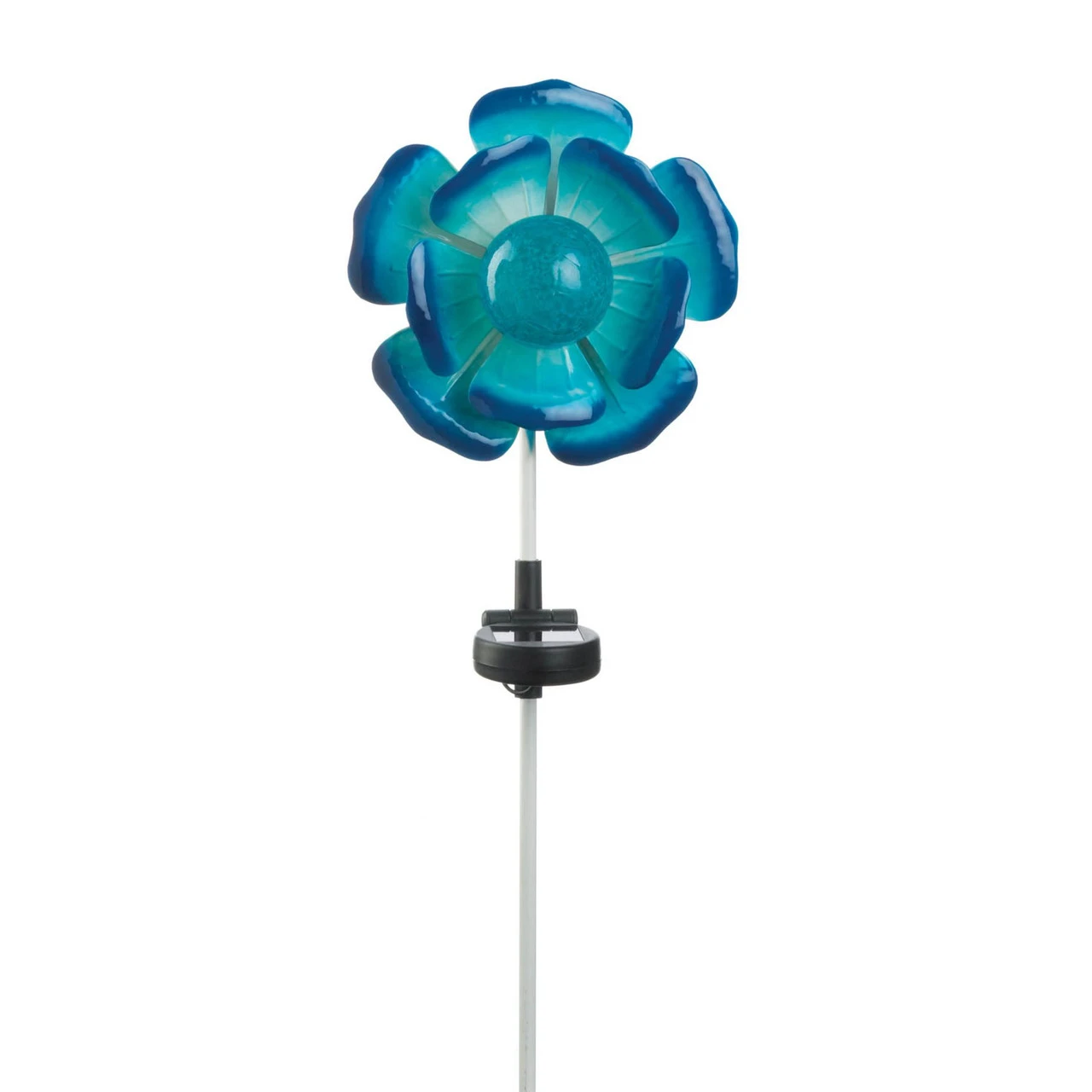 12.25" Blue And White Flower Solar Powered Garden Stake 1 12.25" Blue And White Flower Solar Powered Garden Stake