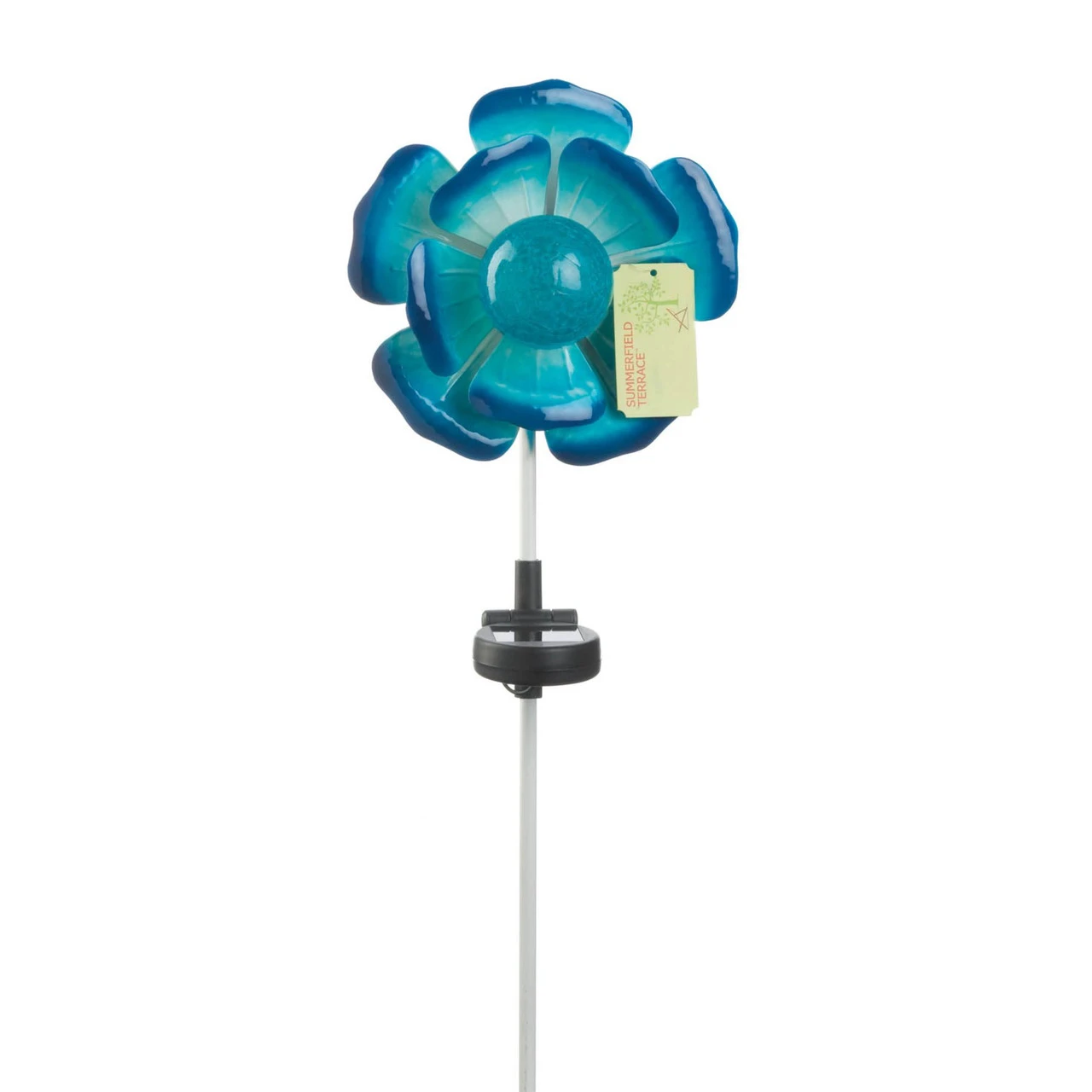 12.25" Blue And White Flower Solar Powered Garden Stake 2 12.25" Blue And White Flower Solar Powered Garden Stake - Image 2