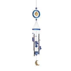 24" Blue And Silver Celestial Outdoor Wind Chimes