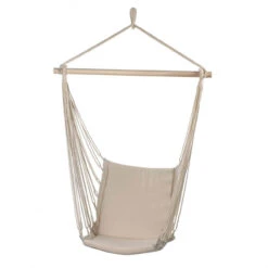 52" White Padded Swing Chair With Hanging Bar