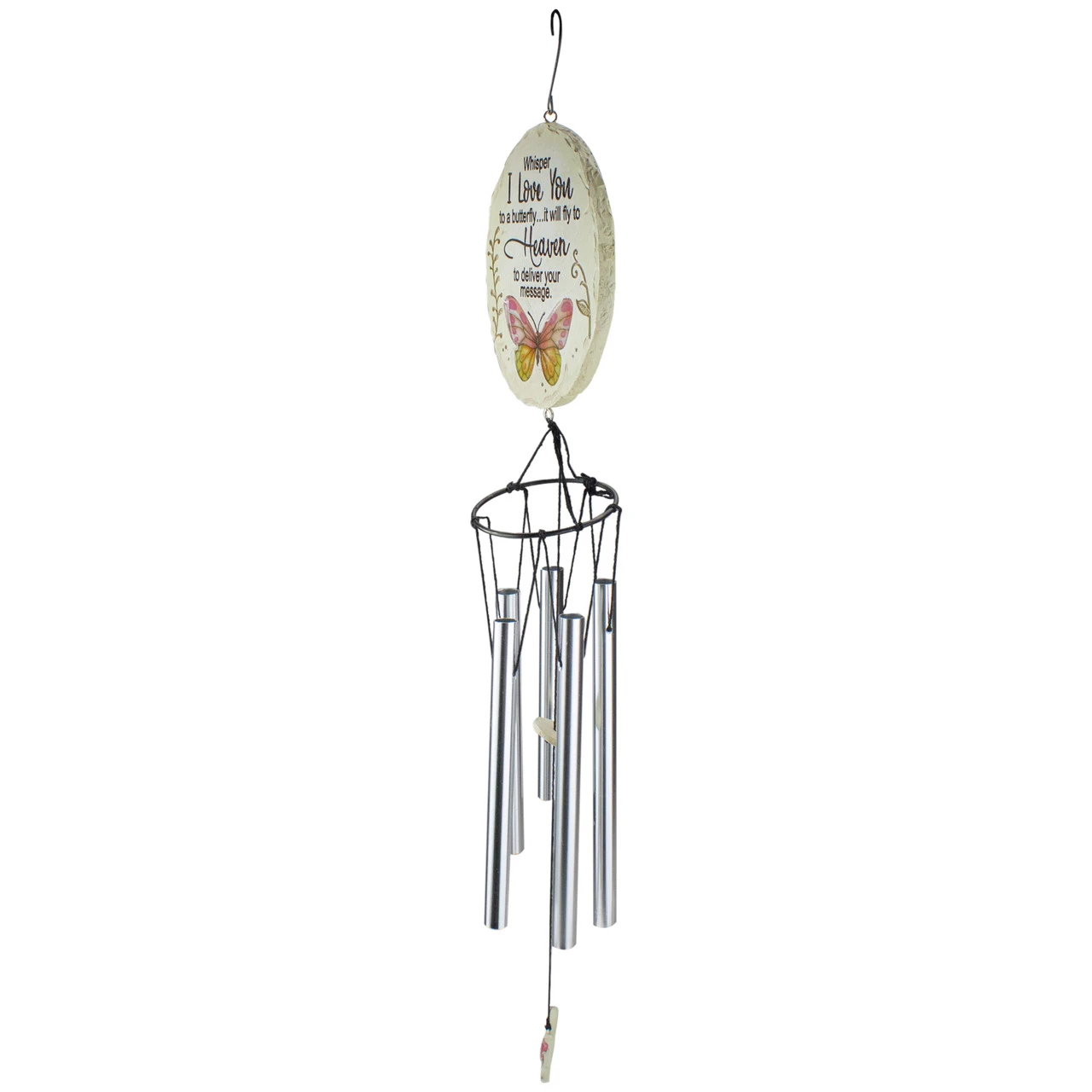 20" Whisper I Love You Pink Butterfly Memorial Wind Chime 3 20" Whisper I Love You Pink Butterfly Memorial Wind Chime - Image 3