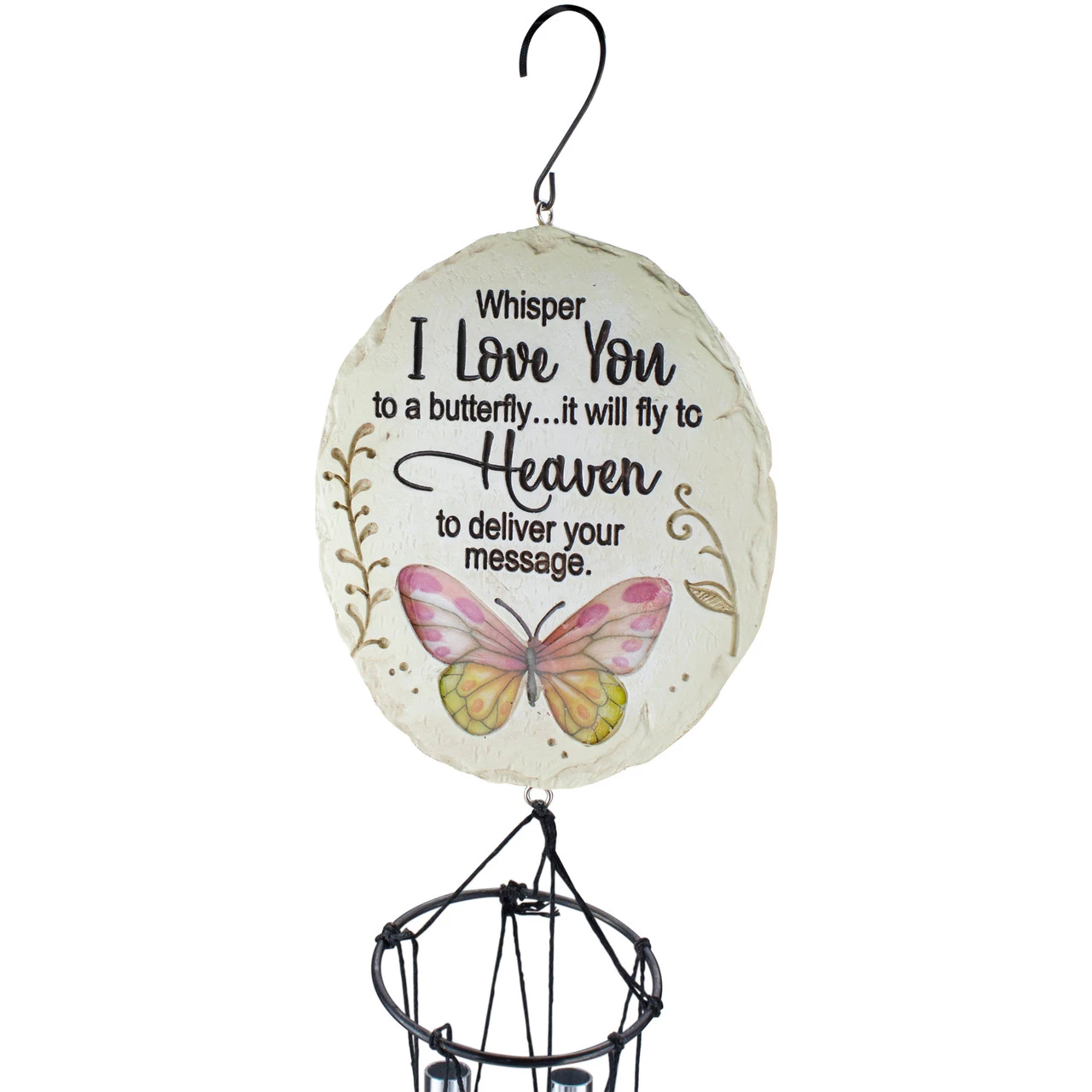 20" Whisper I Love You Pink Butterfly Memorial Wind Chime 2 20" Whisper I Love You Pink Butterfly Memorial Wind Chime - Image 2