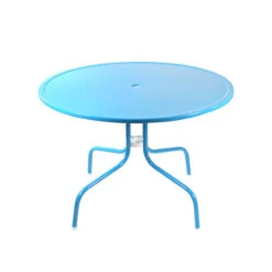 39.25-Inch Outdoor Retro Metal Tulip Dining Table, Sky Blue
