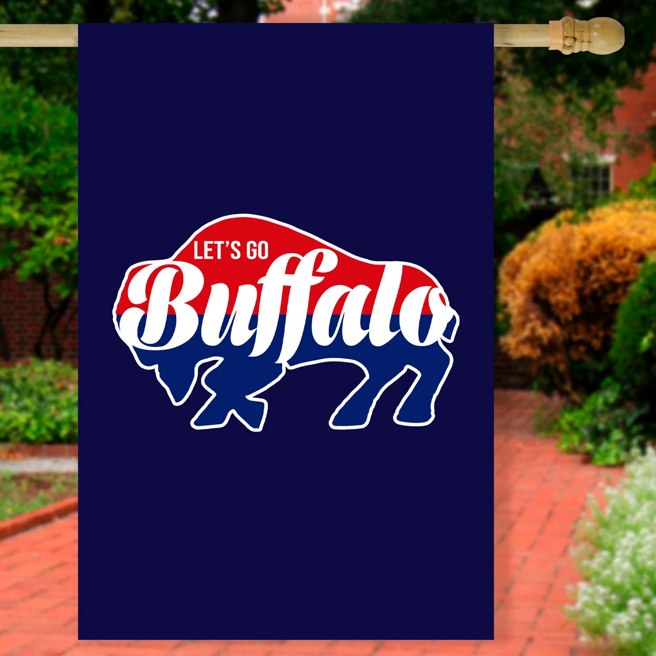 Blue And Red Buffalo Outdoor House Flag 40" X 28" 1 Blue And Red Buffalo Outdoor House Flag 40" X 28"