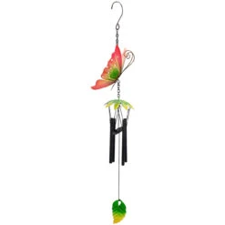 19" Red Metal Butterfly Outdoor Garden Windchime -PatioVibe Shop northlight dw91885 1 40572.1667567009