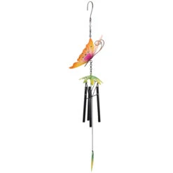 19" Orange Metal Butterfly Outdoor Garden Windchime -PatioVibe Shop northlight dw91886 1 83588.1667567018