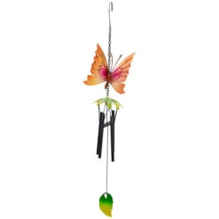 19" Orange Metal Butterfly Outdoor Garden Windchime -PatioVibe Shop northlight dw91886 2 60603.1667567018
