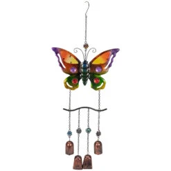 24" Purple And Bronze Butterfly Outdoor Garden Windchime