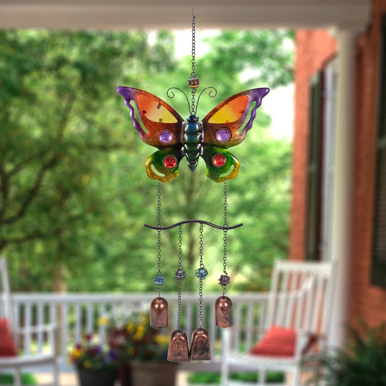 24" Purple And Bronze Butterfly Outdoor Garden Windchime 2 24" Purple And Bronze Butterfly Outdoor Garden Windchime - Image 2