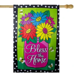 Bless This Home Bouquet With Vase Outdoor House Flag 28" X 40"