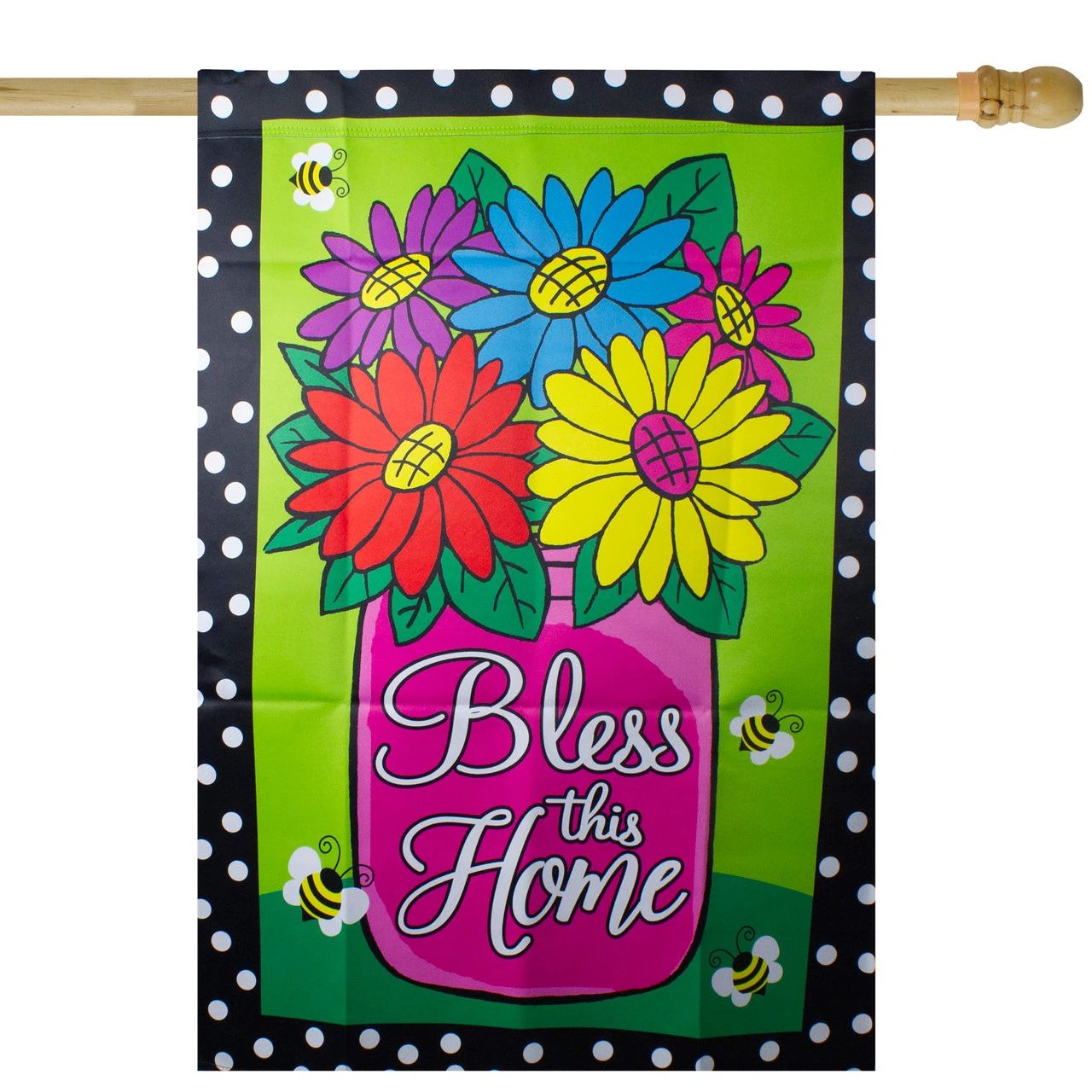 Bless This Home Bouquet With Vase Outdoor House Flag 28" X 40" 1 Bless This Home Bouquet With Vase Outdoor House Flag 28" X 40"