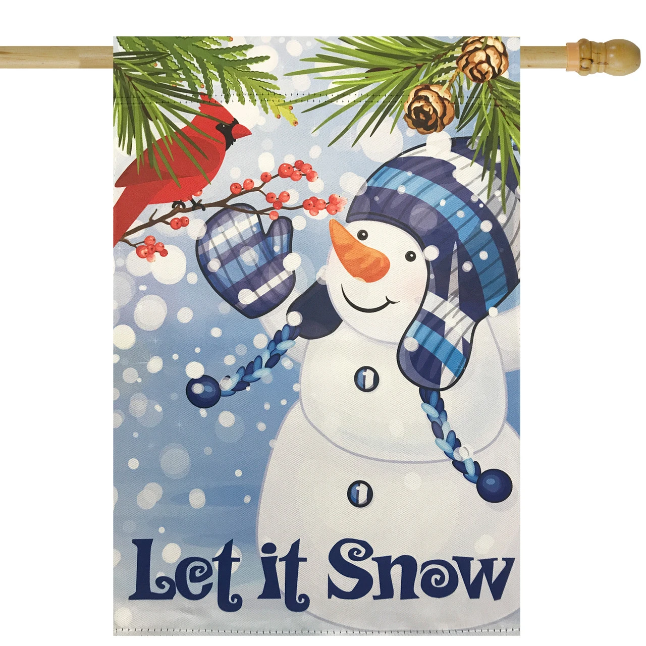 Let It Snow Snowman And Cardinal Outdoor House Flag 28" X 40" 1 Let It Snow Snowman And Cardinal Outdoor House Flag 28" X 40"