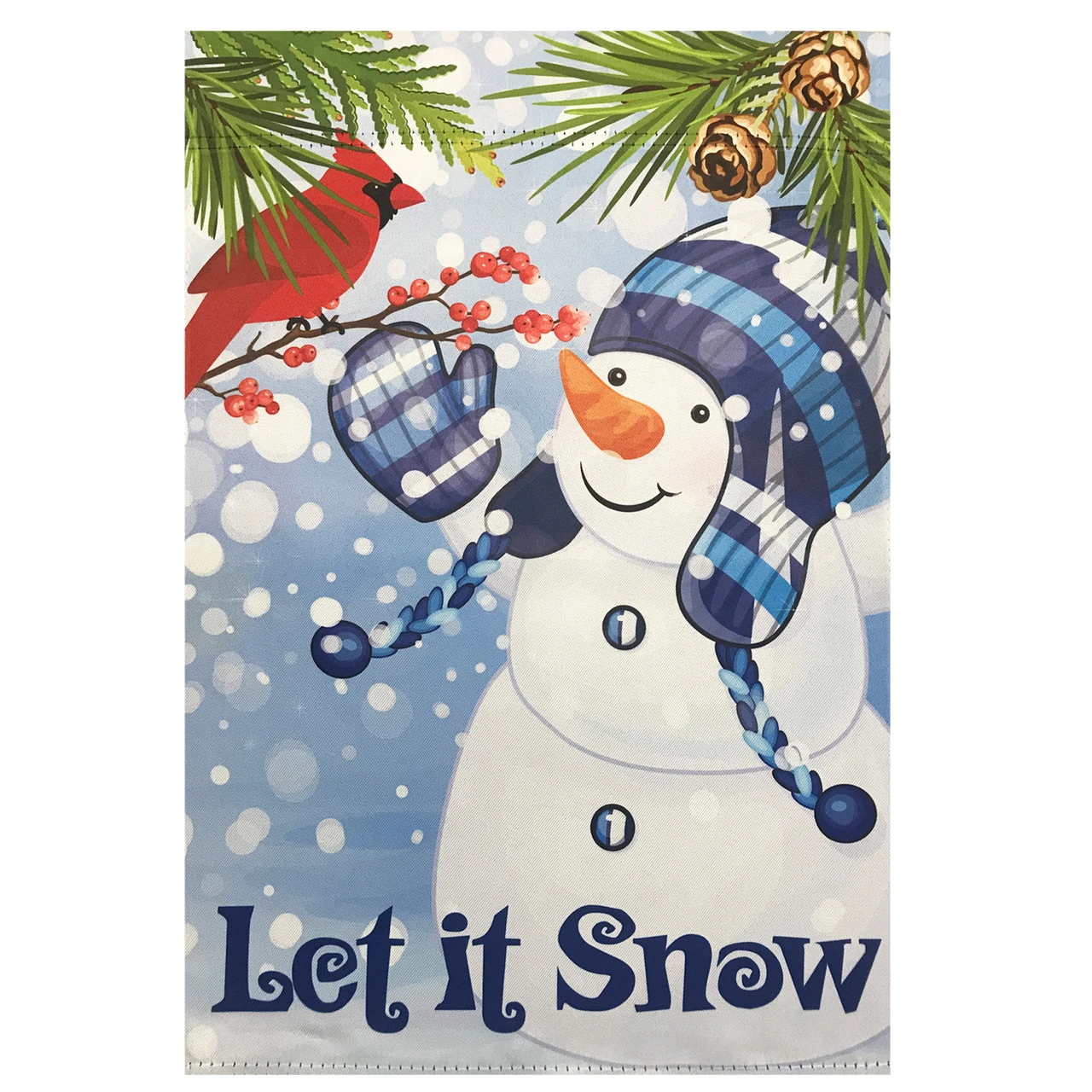 Let It Snow Snowman And Cardinal Outdoor House Flag 28" X 40" 2 Let It Snow Snowman And Cardinal Outdoor House Flag 28" X 40" - Image 2