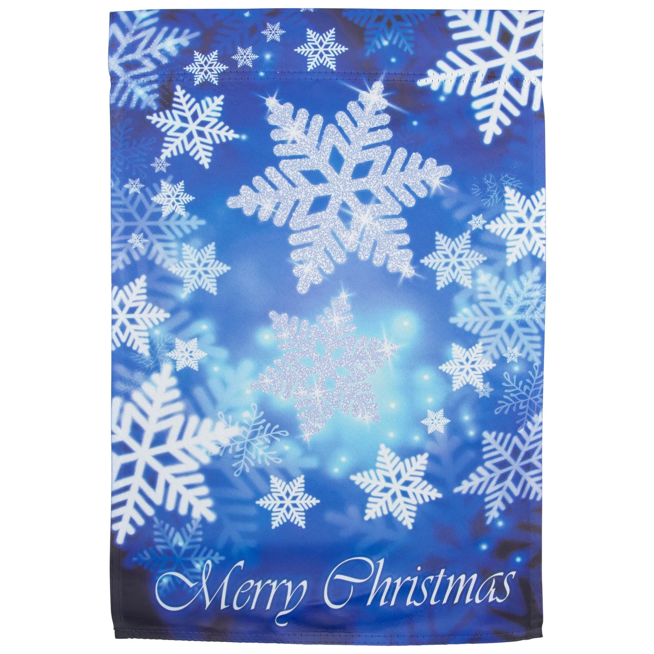 Merry Christmas And Snowflakes Blue And White House Flag 28" X 40" 2 Merry Christmas And Snowflakes Blue And White House Flag 28" X 40" - Image 2
