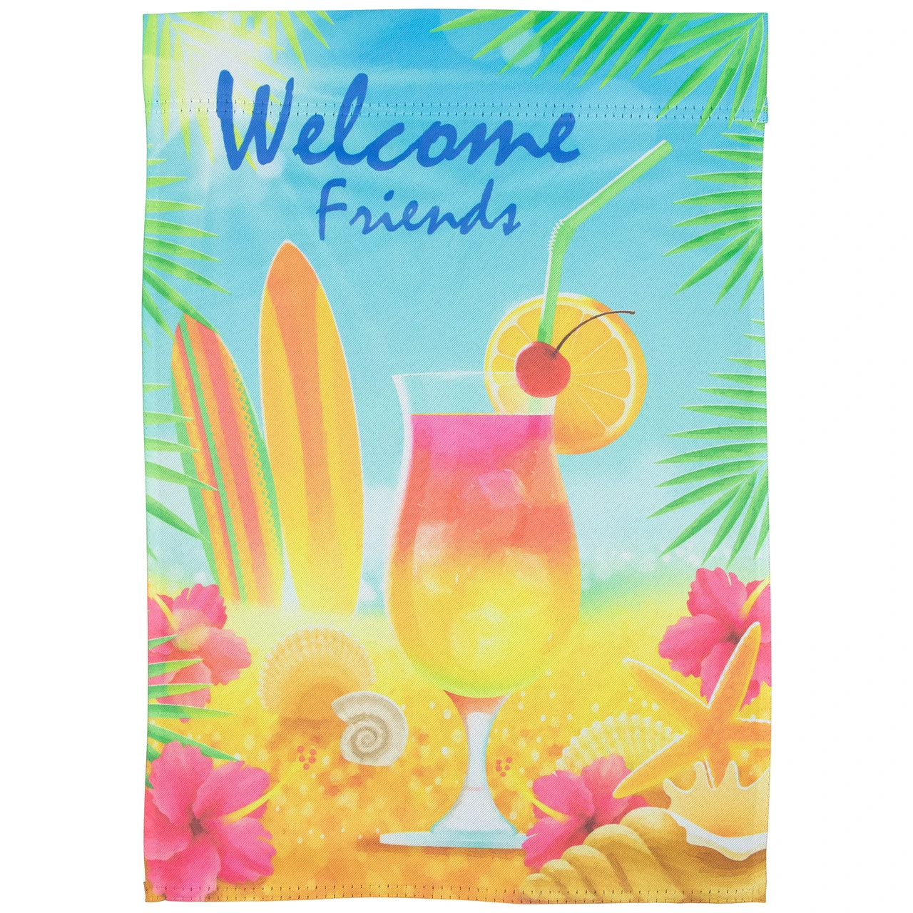 Tropical Welcome Friends Outdoor House Flag 28" X 40" 2 Tropical Welcome Friends Outdoor House Flag 28" X 40" - Image 2