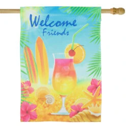 Tropical Welcome Friends Outdoor House Flag 28" X 40"
