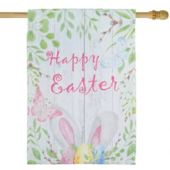 Happy Easter Bunny Ears Outdoor House Flag 28" X 40"