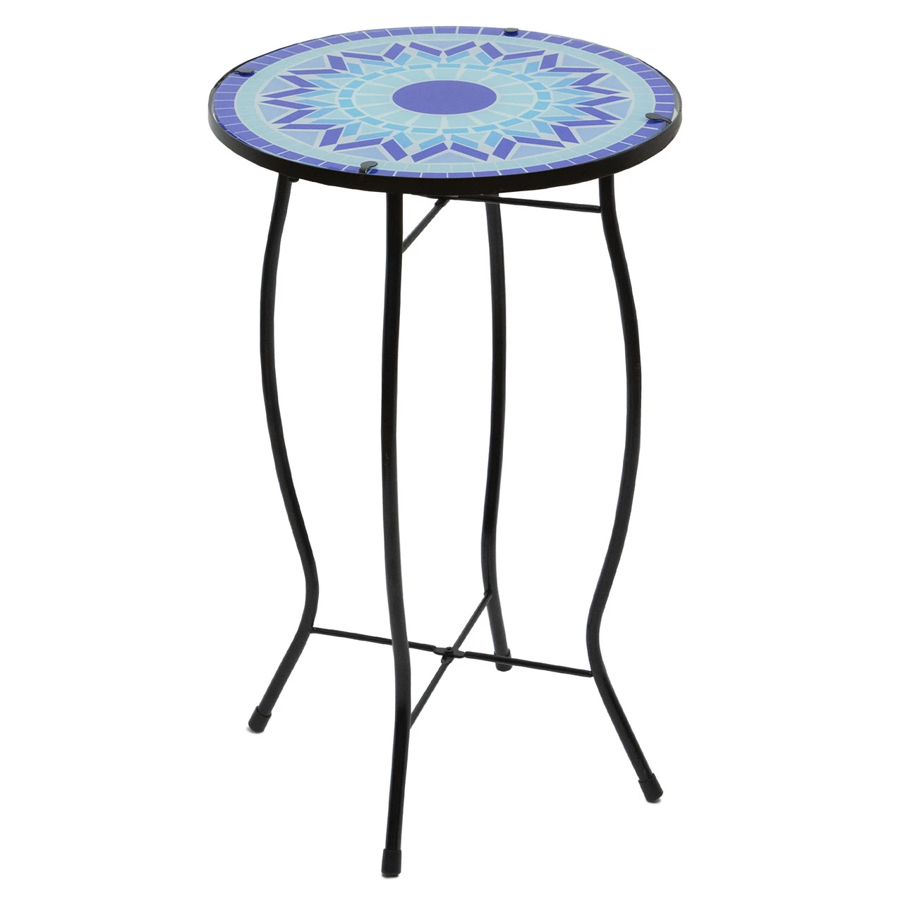 19" Blue Sun Mosaic Glass Patio Side Table 4 19" Blue Sun Mosaic Glass Patio Side Table - Image 4