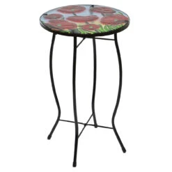 19" Red Floral Poppies Glass Patio Side Table 7 19" Red Floral Poppies Glass Patio Side Table -PatioVibe Shop northlight hb93586 2 63138.1667664835