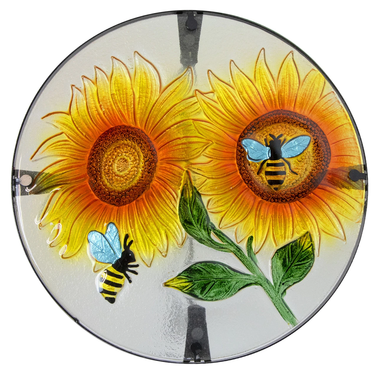 19" Sunflower And Bumblebee Glass Patio Side Table 3 19" Sunflower And Bumblebee Glass Patio Side Table - Image 3