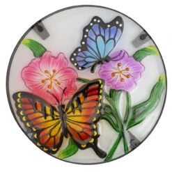 19" Floral And Butterfly Glass Patio Side Table -PatioVibe Shop northlight hb93588 3 42490.1667516863
