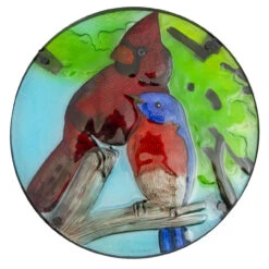 19" Blue And Red Cardinal Glass Patio Side Table -PatioVibe Shop northlight hb93590 3 62727.1667516822