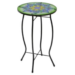 19" Green And Blue Peacock Flower Tail Glass Patio Side Table 7 19" Green And Blue Peacock Flower Tail Glass Patio Side Table -PatioVibe Shop northlight hb94310 2 86285.1667517681
