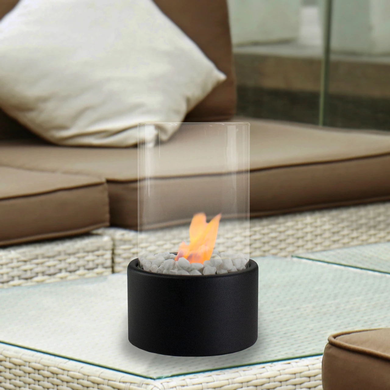 10.5" Bio Ethanol Round Portable Tabletop Fireplace With Black Base 2 10.5" Bio Ethanol Round Portable Tabletop Fireplace With Black Base - Image 2