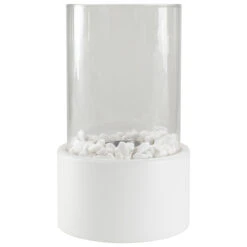 10.5" Bio Ethanol Round Portable Tabletop Fireplace With White Base -PatioVibe Shop northlight if91990 24728.1667606669