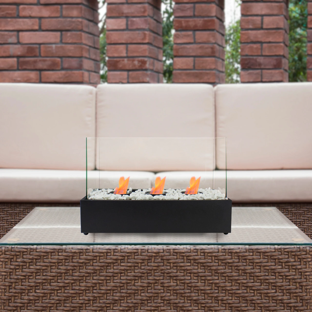 17.75" Bio Ethanol Ventless Portable Tabletop Triple Fireplace With Flame Guard 2 17.75" Bio Ethanol Ventless Portable Tabletop Triple Fireplace With Flame Guard - Image 2