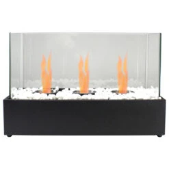 17.75" Bio Ethanol Ventless Portable Tabletop Triple Fireplace With Flame Guard