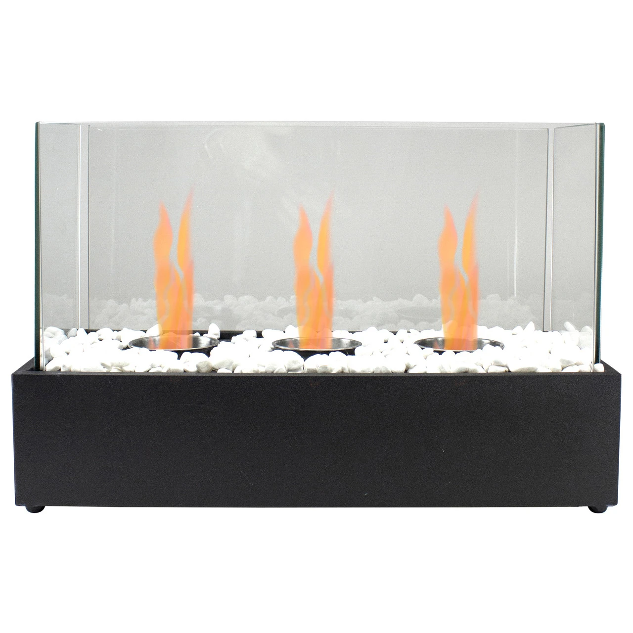 17.75" Bio Ethanol Ventless Portable Tabletop Triple Fireplace With Flame Guard 1 17.75" Bio Ethanol Ventless Portable Tabletop Triple Fireplace With Flame Guard