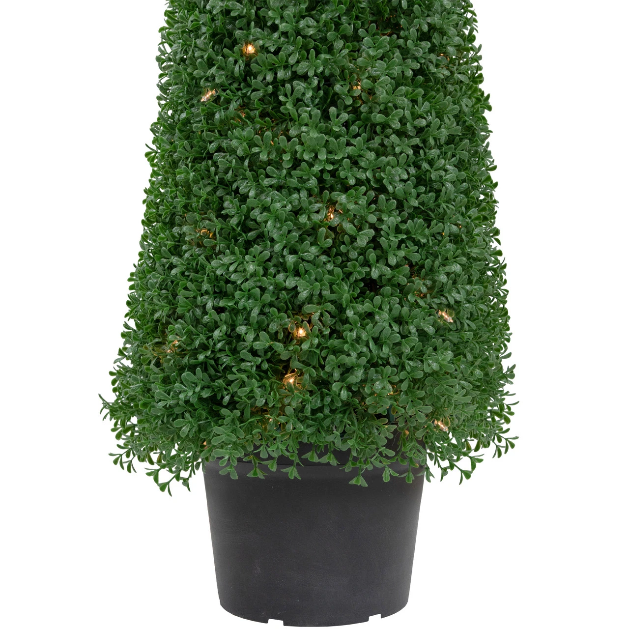 4' Pre-Lit Artificial Boxwood Cone Topiary Tree With Round Pot, Clear Lights 5 4' Pre-Lit Artificial Boxwood Cone Topiary Tree With Round Pot, Clear Lights - Image 5