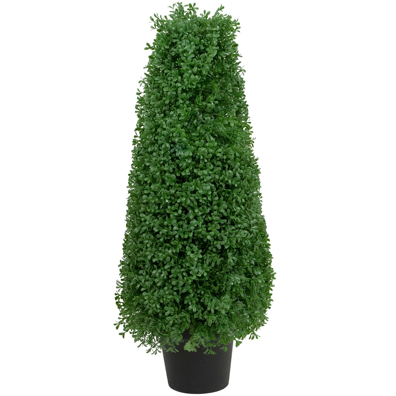 30" Artificial Boxwood Cone Topiary Tree With Round Pot, Unlit 1 30" Artificial Boxwood Cone Topiary Tree With Round Pot, Unlit