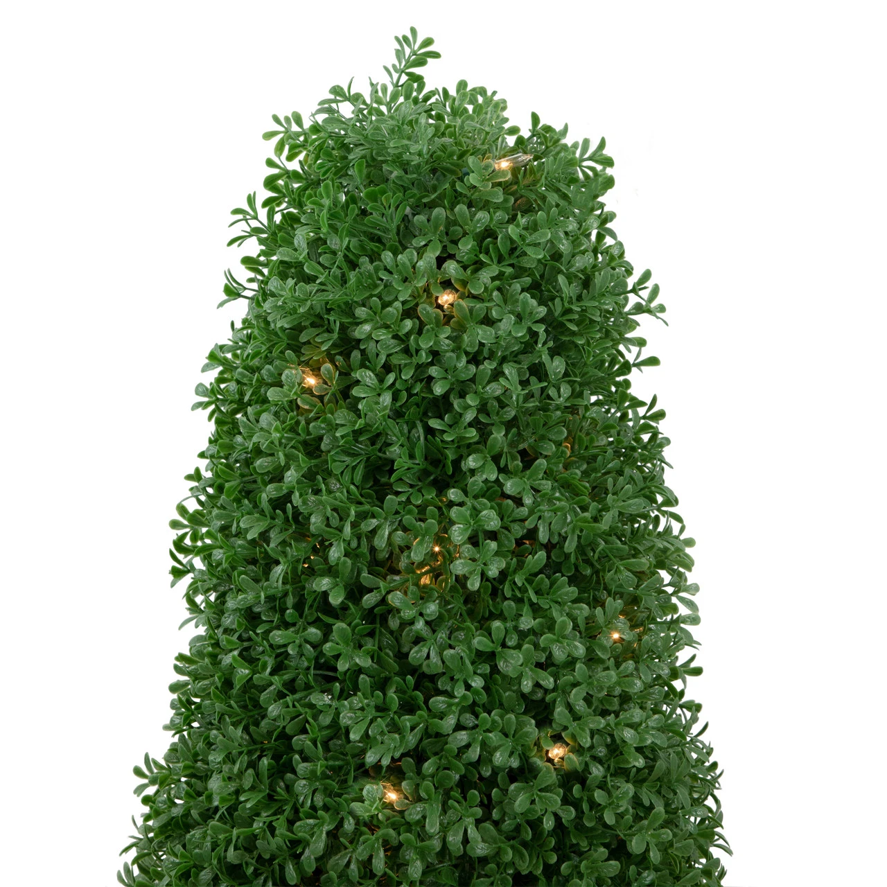 3' Pre-Lit Artificial Boxwood Cone Topiary Tree With Round Pot, Clear Lights 3 3' Pre-Lit Artificial Boxwood Cone Topiary Tree With Round Pot, Clear Lights - Image 3