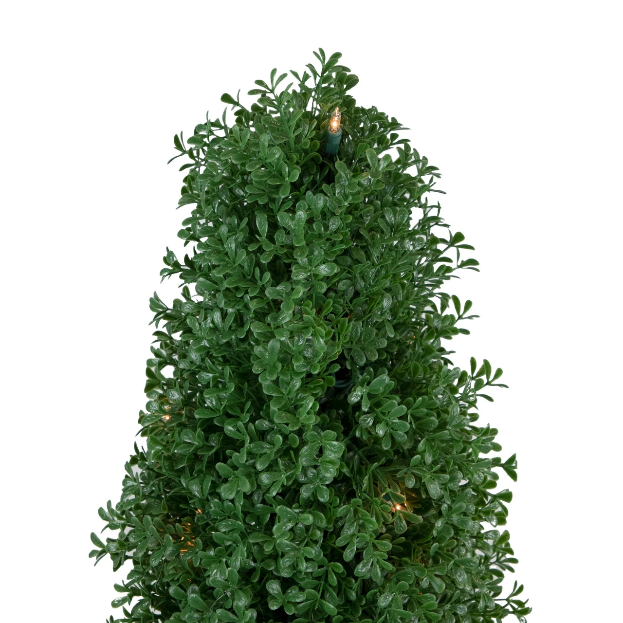 4' Pre-Lit Artificial Boxwood Cone Topiary Tree With Round Pot, Clear Lights 3 4' Pre-Lit Artificial Boxwood Cone Topiary Tree With Round Pot, Clear Lights - Image 3