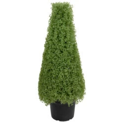 3' Artificial Boxwood Cone Topiary Tree With Round Pot, Unlit